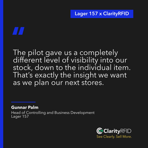 Gunnar Palm quote on ClarityRFID + Lager 157 RFID pilot.